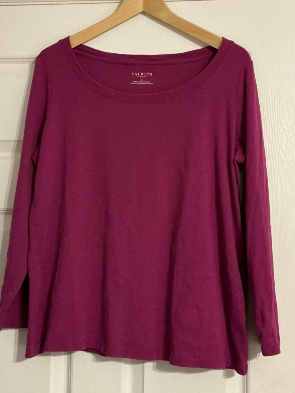 Talbots Long Sleeve Scoop Neck Top in Berry Plum